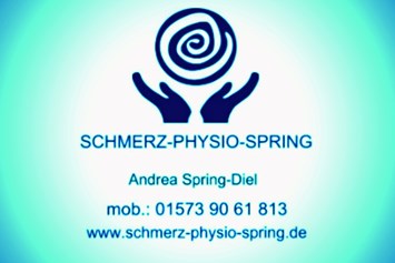 Physiotherapie: Logo SCHMERZ-PHYSIO-SPRING  - Physiotherapie in Privatpraxis Andrea Spring-Diel  Zusatzqualifikation zur: Schmerz -Physio-Therapie